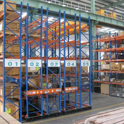 High Density Mobile Shelfing System 15m Hoogte 30000kg/laag Poedercoating Finish